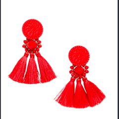 Red  Earrings with tassels
