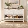 White 4 Flap Shoe Cabinet 127cm Wide Slim Hallway Storage Unit Image 2