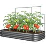 Raised bed with trellis, metal planter with protective edge gloves 220 x 110 x 150 cm, Dark gray Image 7