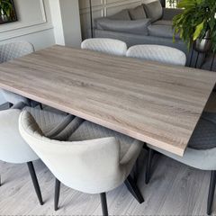 Set of 6 Grey Velvet Dining Chairs