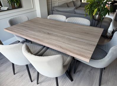 Set of 6 Grey Velvet Dining Chairs