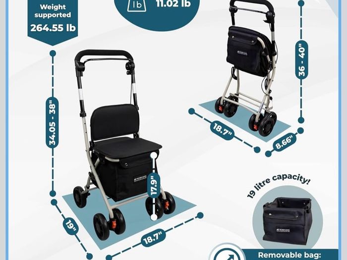 Folding Rollator, Walker with Seat and Basket,  Mobiclinic Coliseo