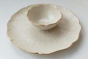 Vintage Lenox fine bone china Chip and Dip one piece serving dish with gold trims Made in the USA  diameter  26cm