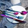 Rainbow Cutlery Set, HOBO 24 Piece Stainless Steel Flatware Set, Silverware Dinnerware Set Service for 6, Tableware Cutlery Include Knife/Fork/Spoon/Teaspoon for Home with Gift Box(Rainbow Multicolor) Image 2