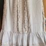 Ancient Greek Designer Maxi halter neck dress in embroidered cream and metallic gold thread and high thread count material Image 3