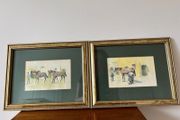 2 Framed Artworks depicting horses and their handlers