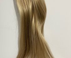 Clip-in Real Human Hair Extensions. 16 Inch Straight. Double Stitched. Ash Blonde
