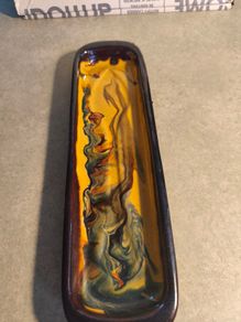 Vintage  Studio pottery Terracotta spoon holder Dish / Tray