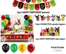 Cute Black Bunny Happy Birthday Set