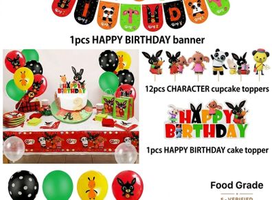 Cute Black Bunny Happy Birthday Set