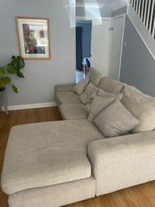 Grey L-shaped couch