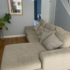 Grey L-shaped couch