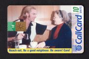 1997 Ireland 10 unit The Reach Out 1996 Callcard has a photo featuring an elderly lady along with the Boyzone music star Ronan Keating having a cup of tea (Gemplus GEM1) Call Card Used