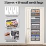 Over The Door Organizer Storage 2 Pack, 5 Shelves Door Organizer Hanging with 10 Mesh Pockets, Behind Door Storage  Ideal for Newborn, Nursery, and Baby Essentials Daily Use Dark Gray Image 3