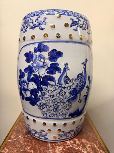 Vintage Chinese Porcelain Garden Stool Handpainted Ceramic