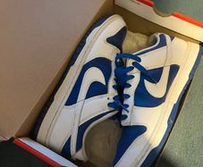 nike dunk low blue and white size uk 9