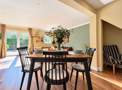 Solid Wood Dining Table (120 x 79 cm) & Matching Black Chairs