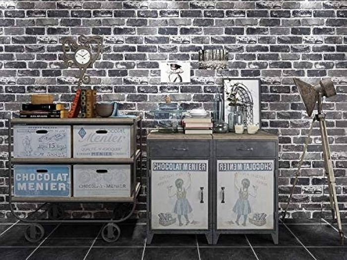 NEW SALE | Peel and Stick Grey Brick Wallpaper, Self-Adhesive Wallpaper, Vinyl Waterproof Vintage Wallpaper