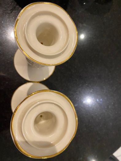 Donegal Parian ware pair of 7 inch  candle holders
