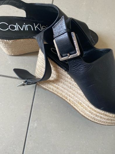 Calvin Klein black leather sandals