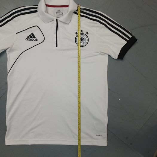 FREE POST Vintage Germany (S) 2010 Polo Shirt  Jersey adidas Football Soccer Deutschland Die Mannschaft Small WHite