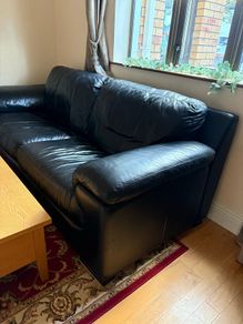 Black Leather 3 seater couch