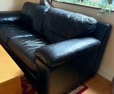 Black Italian Leather 3 Seater Couch