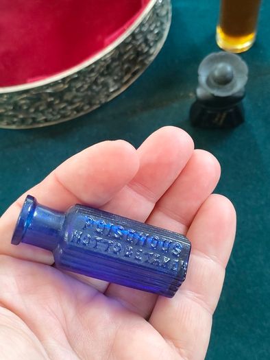 Vintage chased jewellery box and bottles