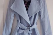 Ted Baker Sky Pale Blue Paria Short Belted Wool Wrap Coat UK8 size 1