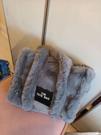 Fur grey handbag