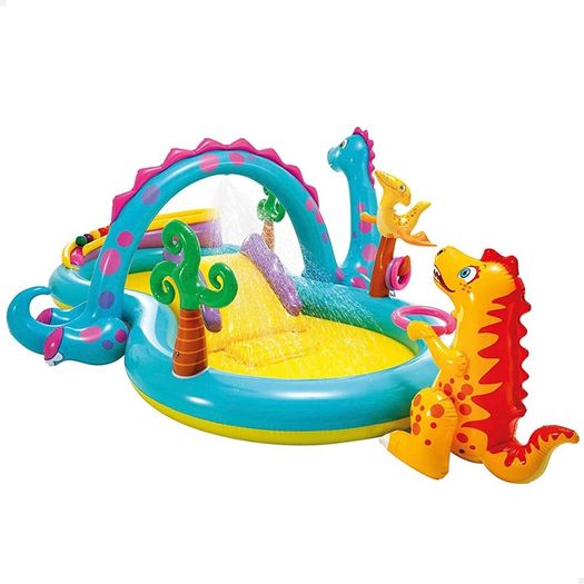 Dinoland Play Center Inflatable Water Play Center, Assorted Model (with and without volcano), Multicoloured, 333x229x112 cm, 280 Litres (FREE SHIPPING)