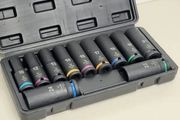 11 Piece 1/2inch Square Drive 6 Point Deep Hex Impact Socket Set -78mm Long | Colour Coded