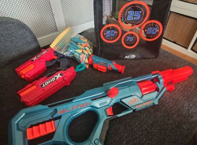 Nerf guns, target, bullets