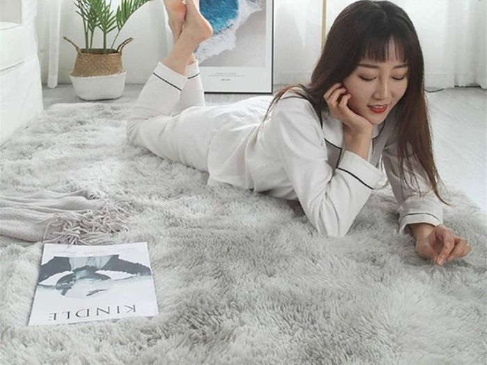 Soft Touch Area Rug Bedroom Anti-Skid Yoga Carpet Shaggy Rugs Fluffy Motley Tie-dye Carpets Light Grey 60 x 120 cm MULTIPLE COLOURS, SIZES AVAILABLE (FREE POSTAGE)