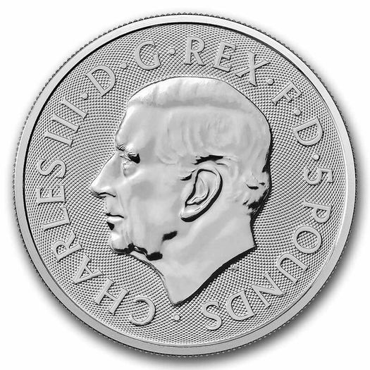 2026 Great Britain 5 Pounds 2 oz Silver Bullion Coin - Tudor Beasts The Lion BU (In Capsule)