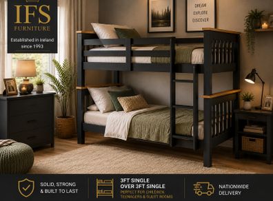 NEW 3ft Single Over 3ft Single Wooden Bunk Bed