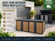 main image for ad Metal Wheelie Bin Storage Box for 4 x 240L Bins Lockable Anthracite Oak Effect