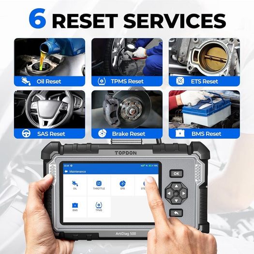 TOPDON OBD2 Scanner ArtiDiag500, Engine Transmission ABS SRS Diagnostic Tool, SAS Calibration/Throttle Reset/Oil Reset, AutoVIN, Car Battery Voltage Test, Wi-Fi Free Update