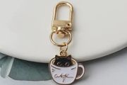 Coffee Cup Cat Keychain Bag Pendant