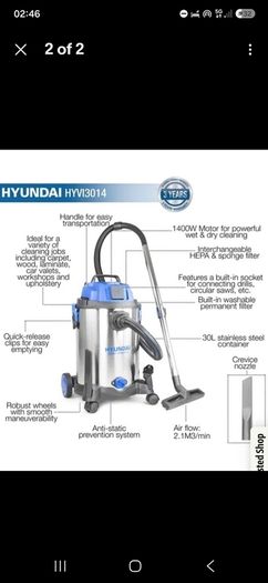 Hyundai 1400W 3-In-1 Wet and Dry HEPA Filtration Electric Vacuum Cleaner - HYVI3