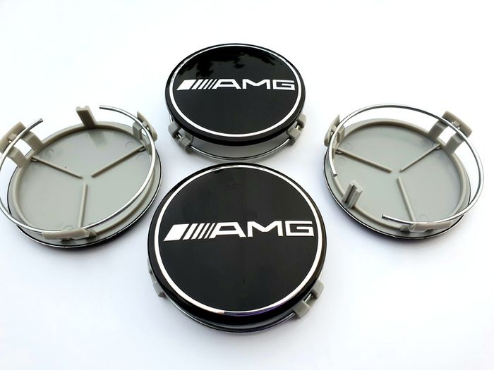 4x AMG Gloss BLACK Mercedes Benz 75mm Alloy Wheel Center Caps cap Hub Cover E S C S CLK 75