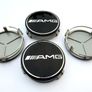 4x AMG Gloss BLACK Mercedes Benz 75mm Alloy Wheel Center Caps cap Hub Cover E S C S CLK 75 Image 3