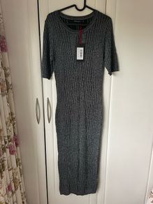 Bnwt grey sparkle dress with short sleeves size large (12)