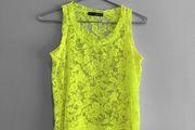 Pre Owned Primark Neon Yellow Floral Lace Tank Top