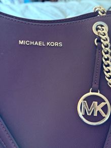 Michael Kors Burgundy Leather Tote Bag (Gold Hardware & Charm)