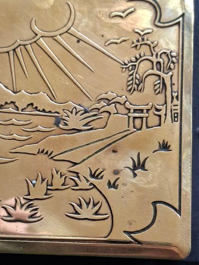 Rare Japanese Brass working Musical Jewellry Box with Key circa 1920s Beautifully Detailed Postage Available