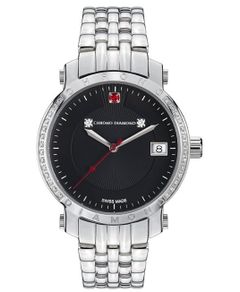 Chrono Diamond 10610B schwarz-35 mm Women's Watch Metal Strap Silver, LIMITED EDITION