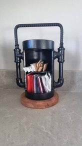 Handmade Industrial Tea and Coffee Station with 4 Slate Coasters