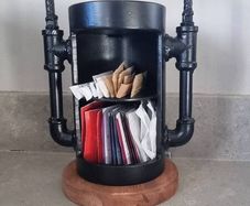 Handmade Industrial Tea and Coffee Station with 4 Slate Coasters