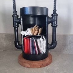 Handmade Industrial Tea and Coffee Station with 4 Slate Coasters